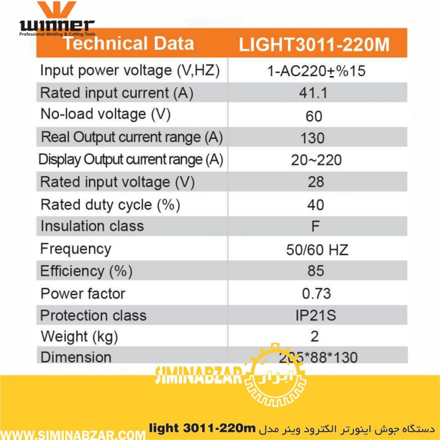 دستگاه جوش اینورتر الکترود وينر مدل light 3011-220m